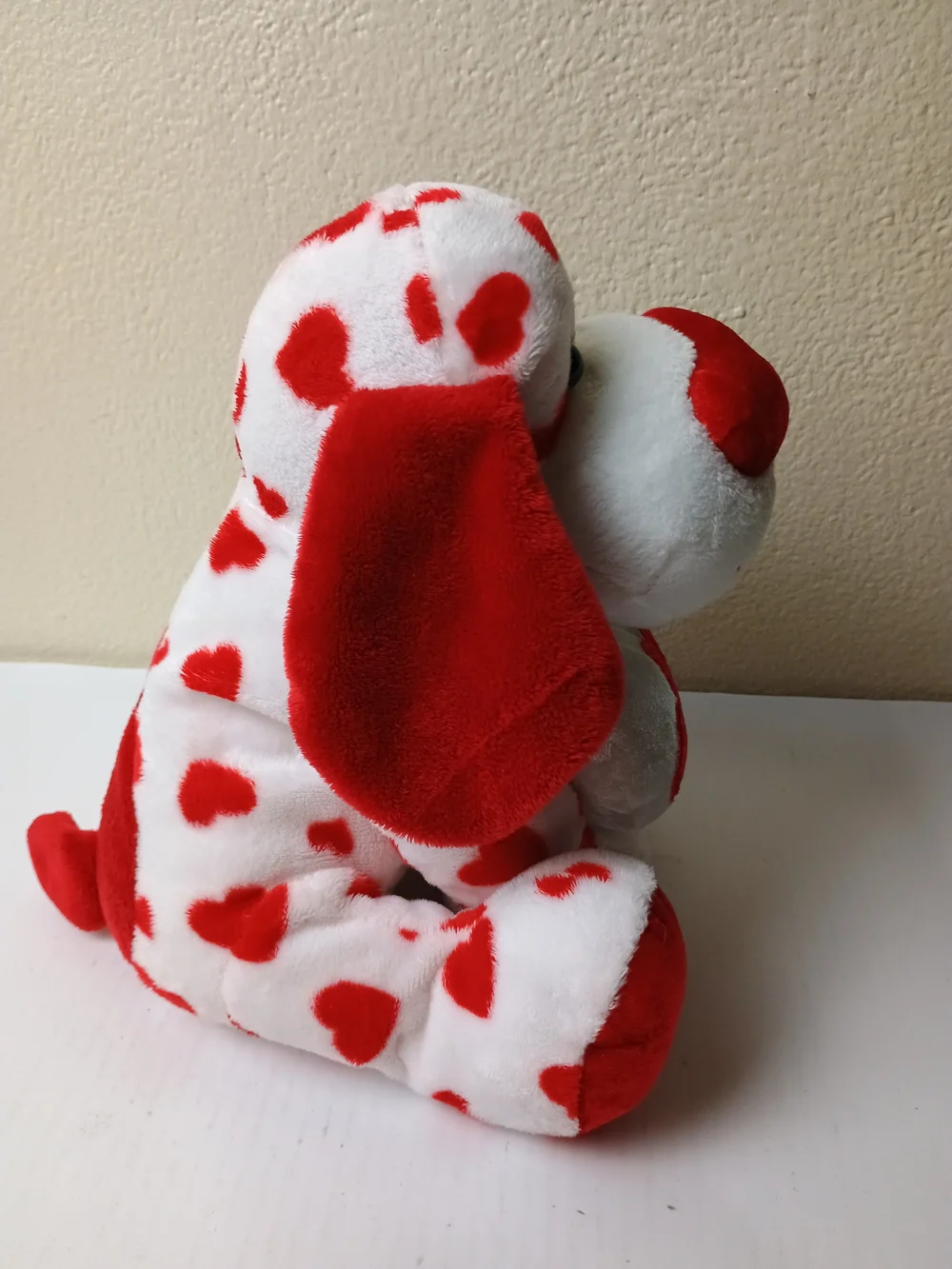 Plush Valentine Dog Toy - Red & White Heart Puppy - Washable